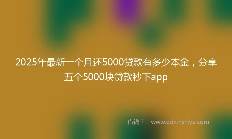 2025年最新一个月还5000贷款有多少本金，分享五个5000块贷款秒下app