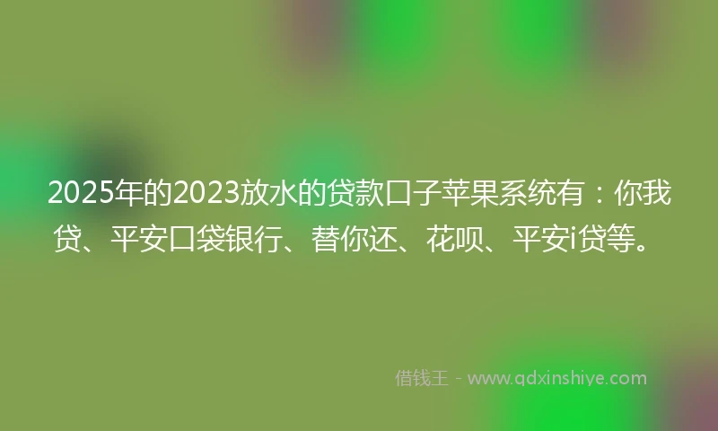 2025年的2023放水的贷款口子苹果系统有：你我贷、平安口袋银行、替你还、花呗、平安i贷等。