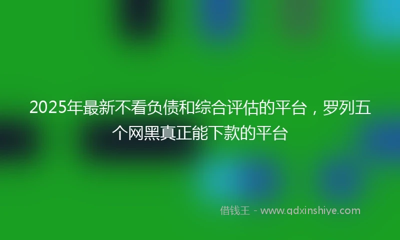 2025年最新不看负债和综合评估的平台，罗列五个网黑真正能下款的平台
