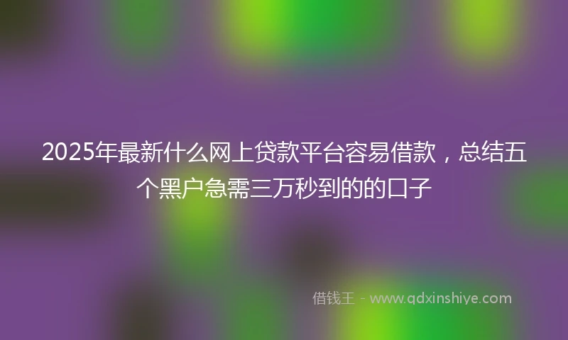 2025年最新什么网上贷款平台容易借款，总结五个黑户急需三万秒到的的口子