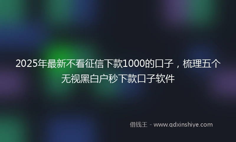 2025年最新不看征信下款1000的口子，梳理五个无视黑白户秒下款口子软件