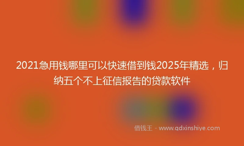 2021急用钱哪里可以快速借到钱2025年精选，归纳五个不上征信报告的贷款软件