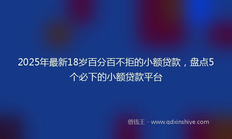 2025年最新18岁百分百不拒的小额贷款，盘点5个必下的小额贷款平台