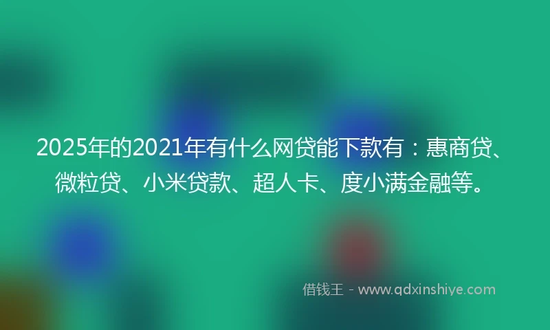 2025年的2021年有什么网贷能下款有：惠商贷、微粒贷、小米贷款、超人卡、度小满金融等。