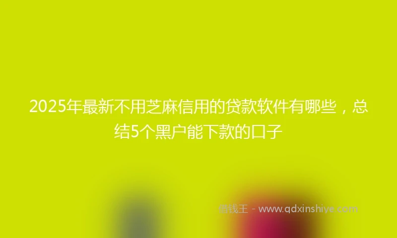 2025年最新不用芝麻信用的贷款软件有哪些，总结5个黑户能下款的口子