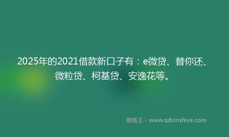 2025年的2021借款新口子有：e微贷、替你还、微粒贷、柯基贷、安逸花等。