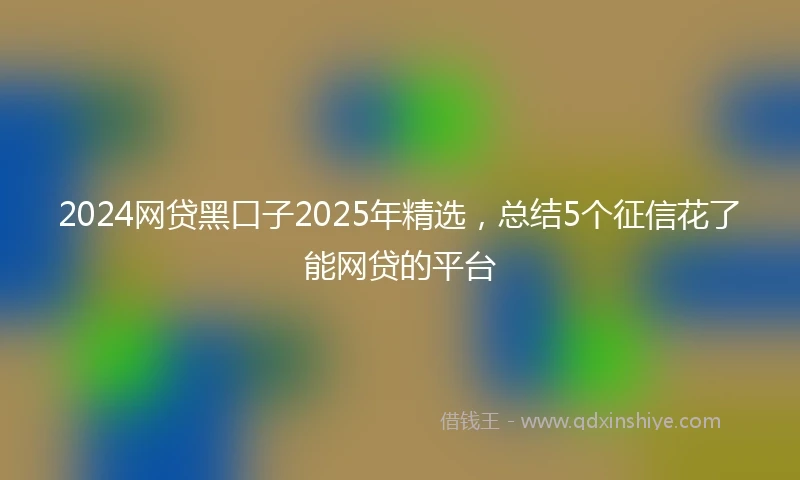 2024网贷黑口子2025年精选，总结5个征信花了能网贷的平台