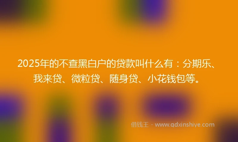2025年的不查黑白户的贷款叫什么有:分期乐、我来贷、微粒贷、随身贷、小花钱包等。