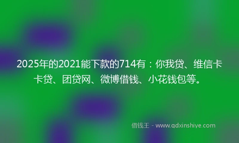 2025年的2021能下款的714有：你我贷、维信卡卡贷、团贷网、微博借钱、小花钱包等。