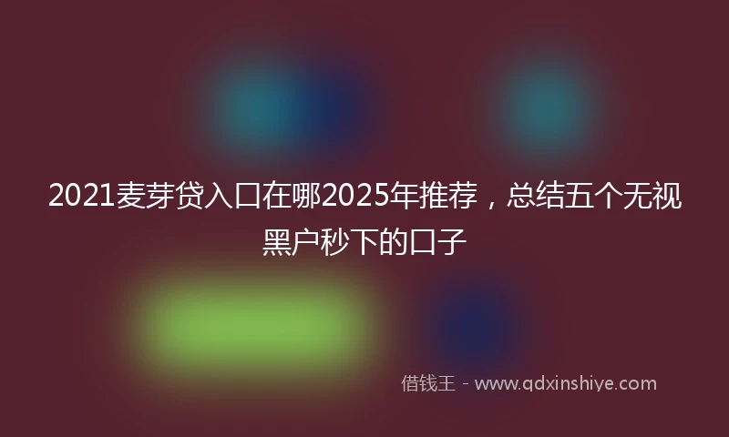 2021麦芽贷入口在哪2025年推荐，总结五个无视黑户秒下的口子