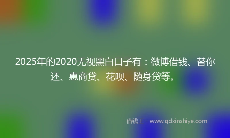 2025年的2020无视黑白口子有：微博借钱、替你还、惠商贷、花呗、随身贷等。