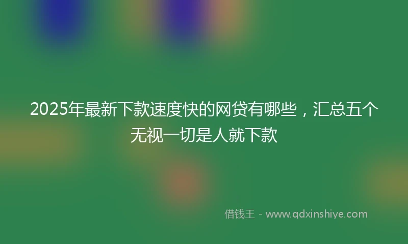 2025年最新下款速度快的网贷有哪些，汇总五个无视一切是人就下款