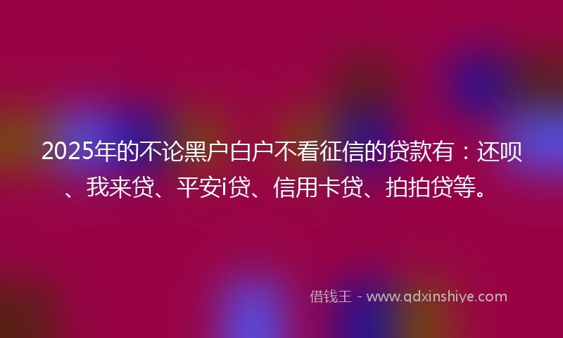 2025年的不论黑户白户不看征信的贷款有：还呗、我来贷、平安i贷、信用卡贷、拍拍贷等。