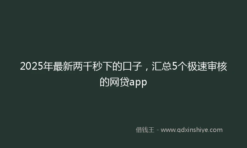 2025年最新两千秒下的口子，汇总5个极速审核的网贷app