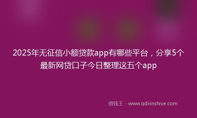 2025年无征信小额贷款app有哪些平台，分享5个最新网贷口子今日整理这五个app