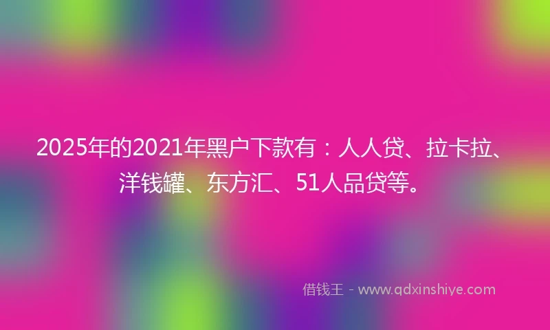 2025年的2021年黑户下款有：人人贷、拉卡拉、洋钱罐、东方汇、51人品贷等。