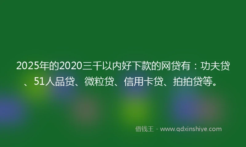 2025年的2020三千以内好下款的网贷有：功夫贷、51人品贷、微粒贷、信用卡贷、拍拍贷等。