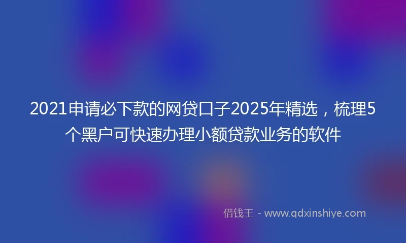 2021申请必下款的网贷口子2025年精选，梳理5个黑户可快速办理小额贷款业务的软件