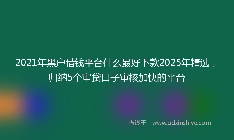 2021年黑户借钱平台什么最好下款2025年精选，归纳5个审贷口子审核加快的平台