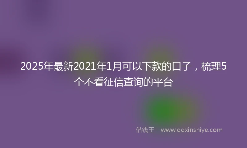 2025年最新2021年1月可以下款的口子,梳理5个不看征信查询的平台