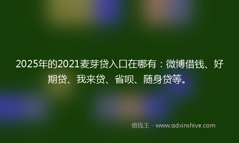 2025年的2021麦芽贷入口在哪有：微博借钱、好期贷、我来贷、省呗、随身贷等。