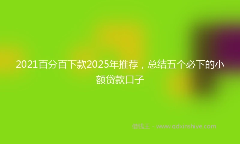 2021百分百下款2025年推荐，总结五个必下的小额贷款口子