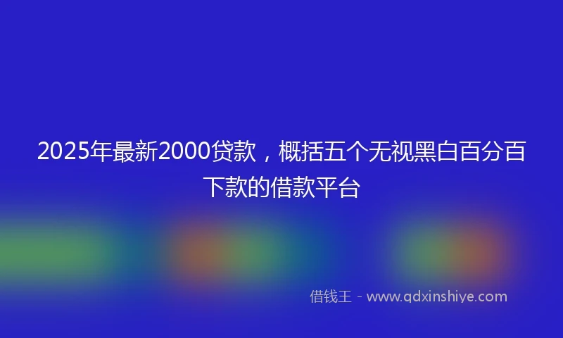 2025年最新2000贷款，概括五个无视黑白百分百下款的借款平台