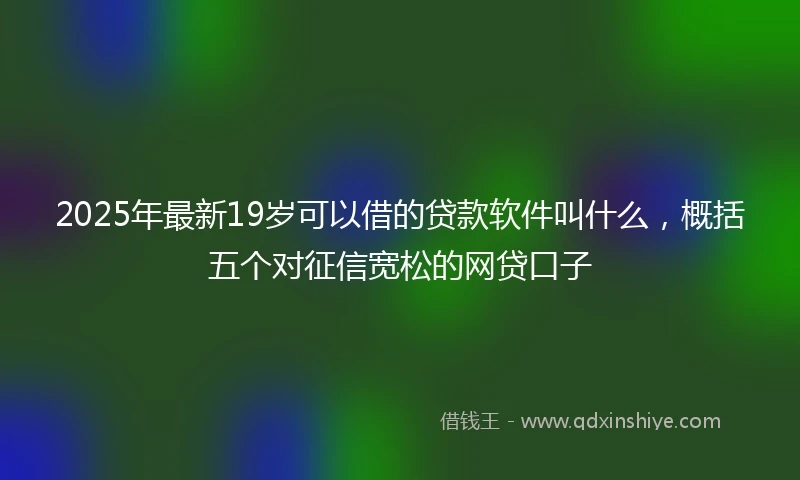 2025年最新19岁可以借的贷款软件叫什么，概括五个对征信宽松的网贷口子