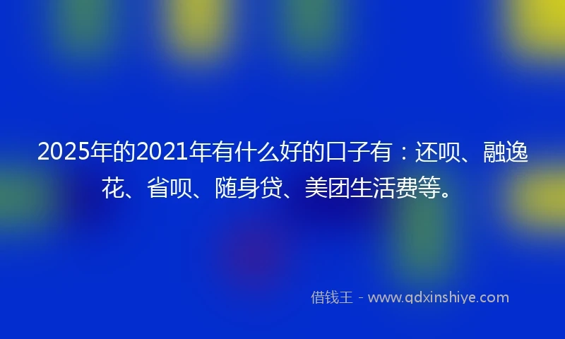 2025年的2021年有什么好的口子有：还呗、融逸花、省呗、随身贷、美团生活费等。