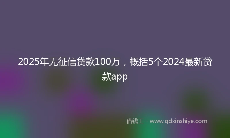 2025年无征信贷款100万，概括5个2024最新贷款app