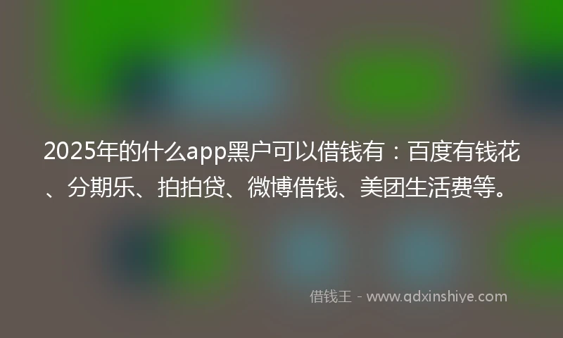 2025年的什么app黑户可以借钱有：百度有钱花、分期乐、拍拍贷、微博借钱、美团生活费等。