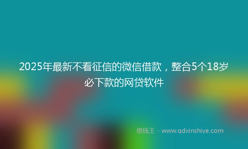 2025年最新不看征信的微信借款，整合5个18岁必下款的网贷软件