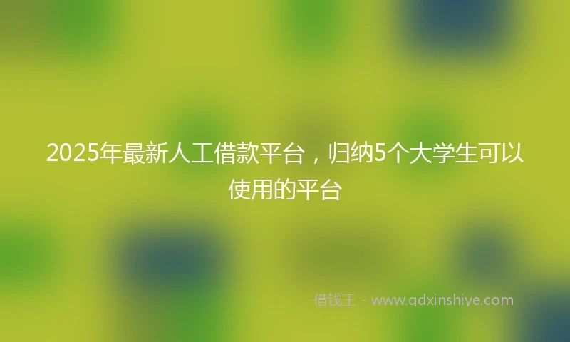 2025年最新人工借款平台，归纳5个大学生可以使用的平台