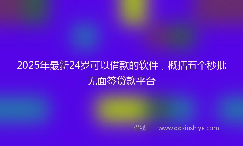 2025年最新24岁可以借款的软件，概括五个秒批无面签贷款平台