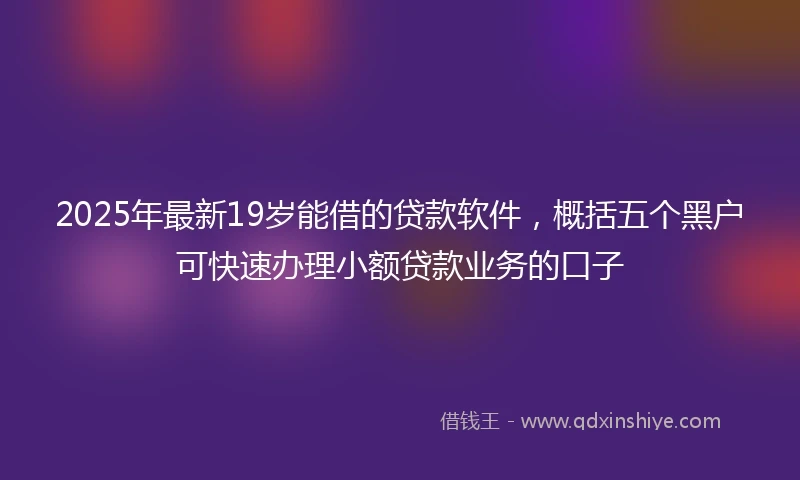 2025年最新19岁能借的贷款软件，概括五个黑户可快速办理小额贷款业务的口子