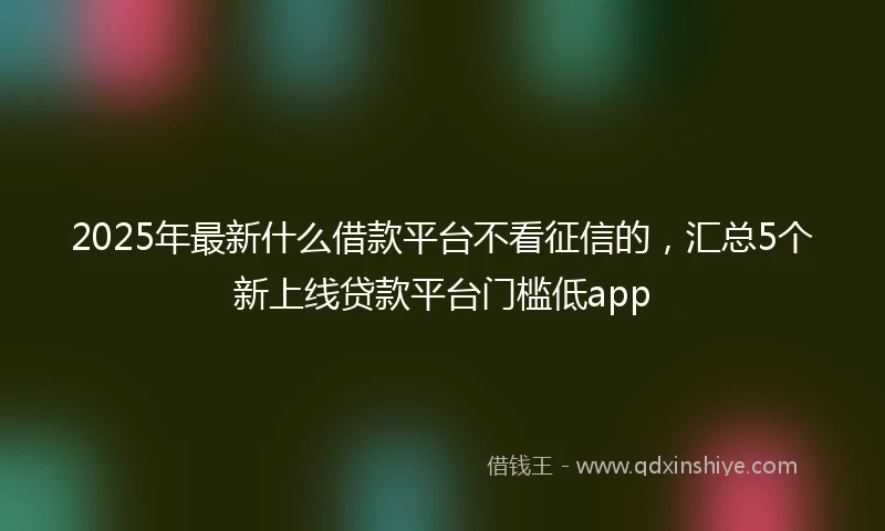 2025年最新什么借款平台不看征信的，汇总5个新上线贷款平台门槛低app