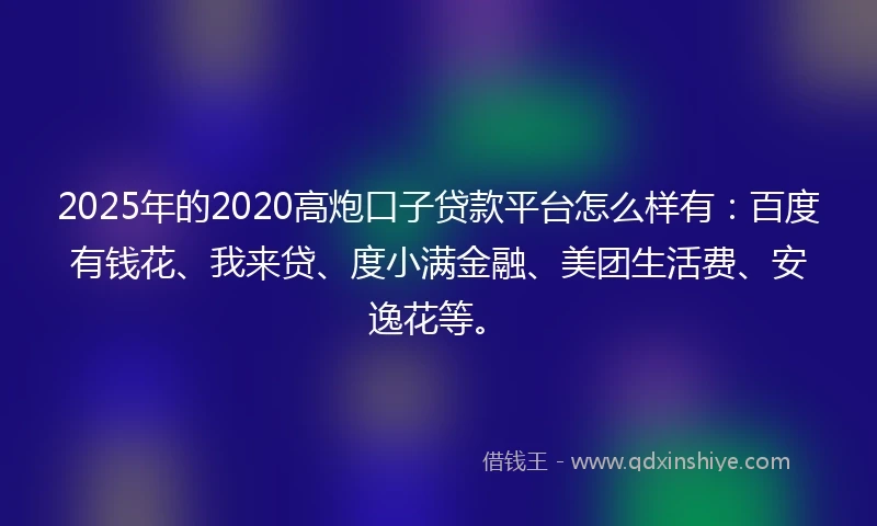 2025年的2020高炮口子贷款平台怎么样有：百度有钱花、我来贷、度小满金融、美团生活费、安逸花等。