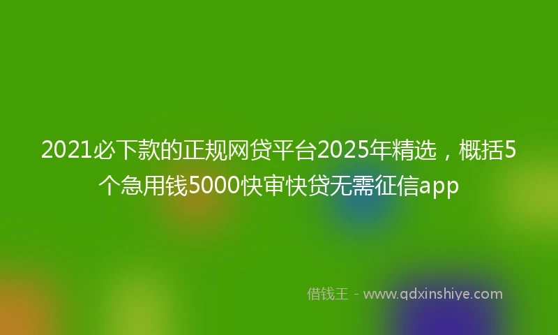 2021必下款的正规网贷平台2025年精选，概括5个急用钱5000快审快贷无需征信app