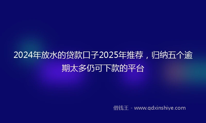 2024年放水的贷款口子2025年推荐，归纳五个逾期太多仍可下款的平台