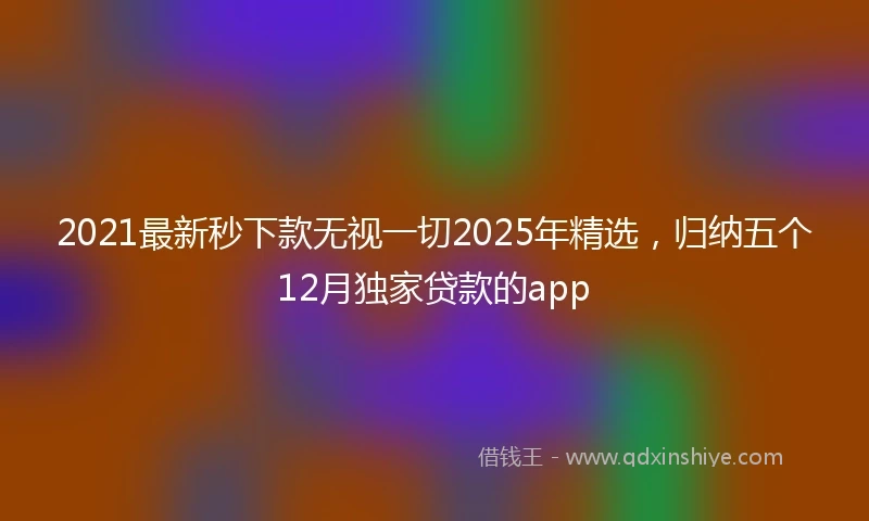 2021最新秒下款无视一切2025年精选，归纳五个12月独家贷款的app