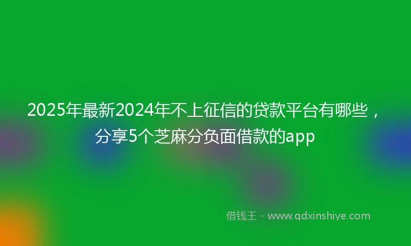 2025年最新2024年不上征信的贷款平台有哪些，分享5个芝麻分负面借款的app