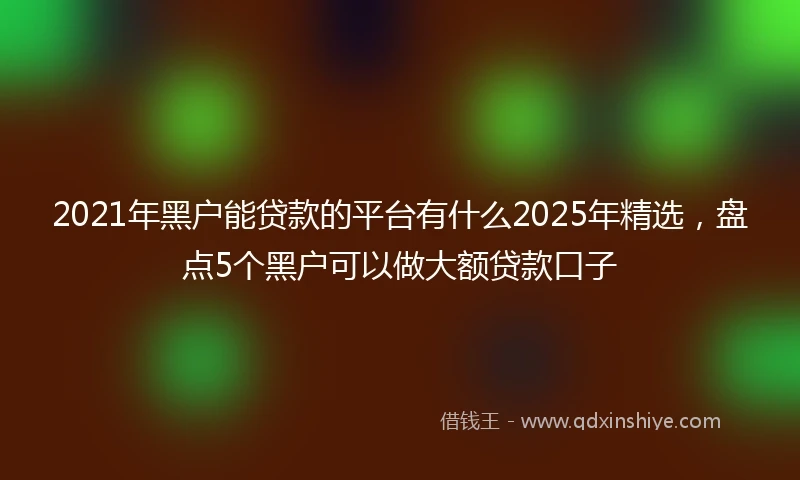 2021年黑户能贷款的平台有什么2025年精选，盘点5个黑户可以做大额贷款口子