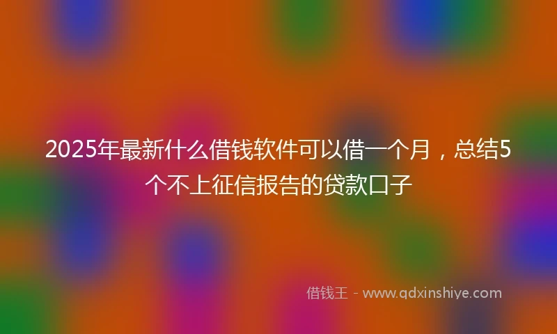 2025年最新什么借钱软件可以借一个月，总结5个不上征信报告的贷款口子