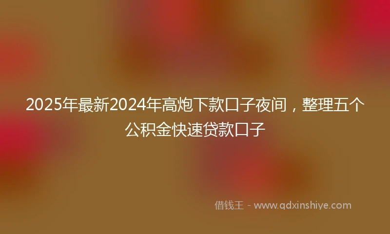 2025年最新2024年高炮下款口子夜间，整理五个公积金快速贷款口子