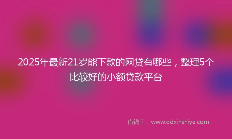 2025年最新21岁能下款的网贷有哪些，整理5个比较好的小额贷款平台