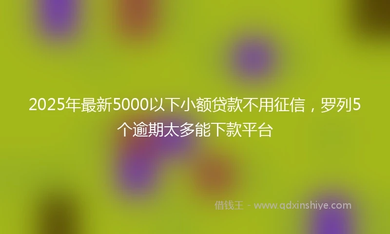 2025年最新5000以下小额贷款不用征信，罗列5个逾期太多能下款平台