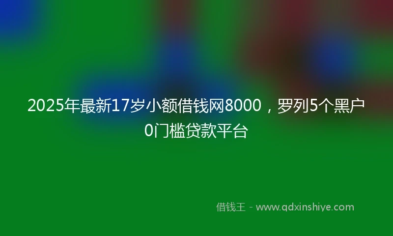 2025年最新17岁小额借钱网8000，罗列5个黑户0门槛贷款平台