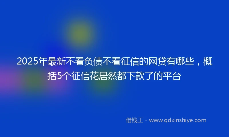 2025年最新不看负债不看征信的网贷有哪些，概括5个征信花居然都下款了的平台