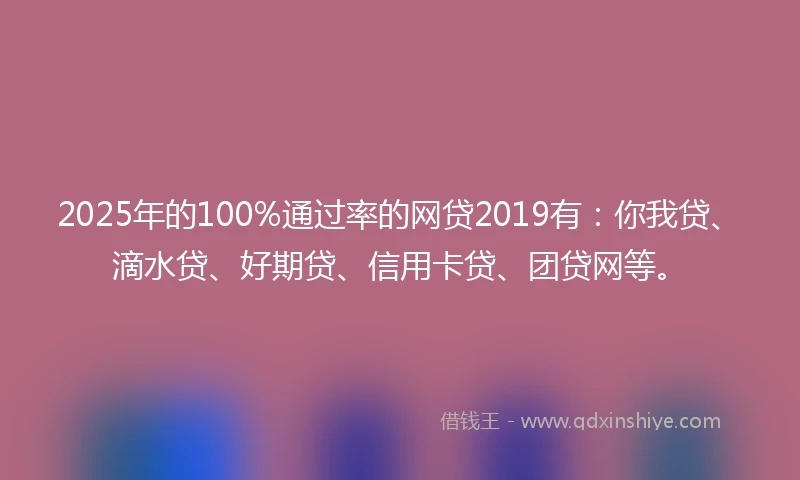 2025年的100%通过率的网贷2019有：你我贷、滴水贷、好期贷、信用卡贷、团贷网等。