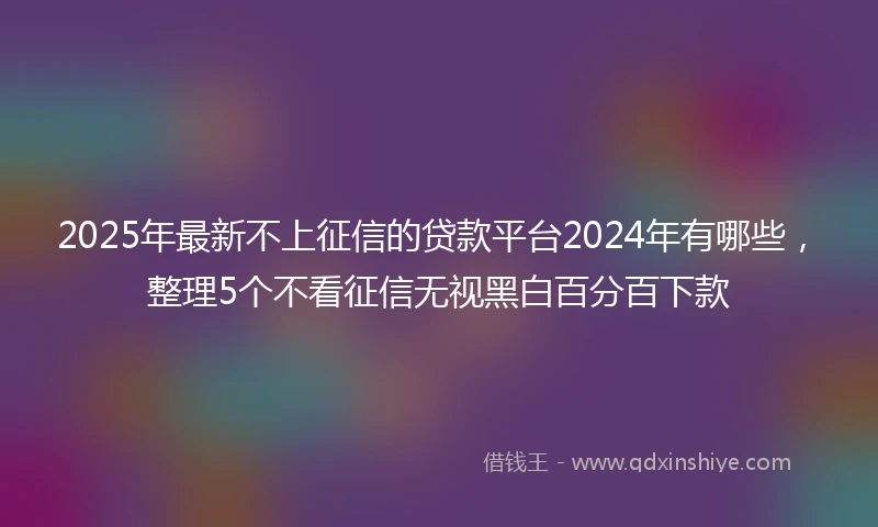 2025年最新不上征信的贷款平台2024年有哪些，整理5个不看征信无视黑白百分百下款